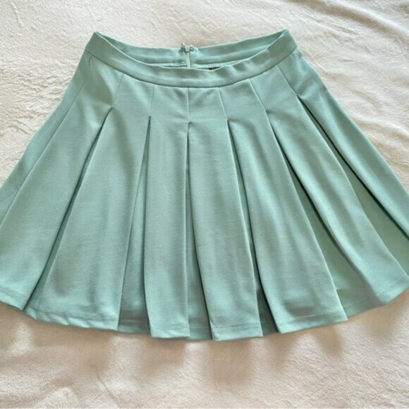 Mint Green Pleated Highwaisted Tennis Skirt - Picture 7 of 12